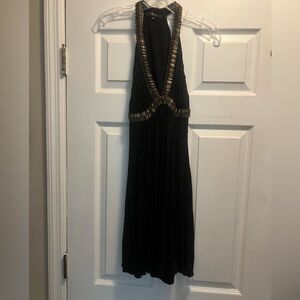 Sky brand Black and Gold Halter Dress